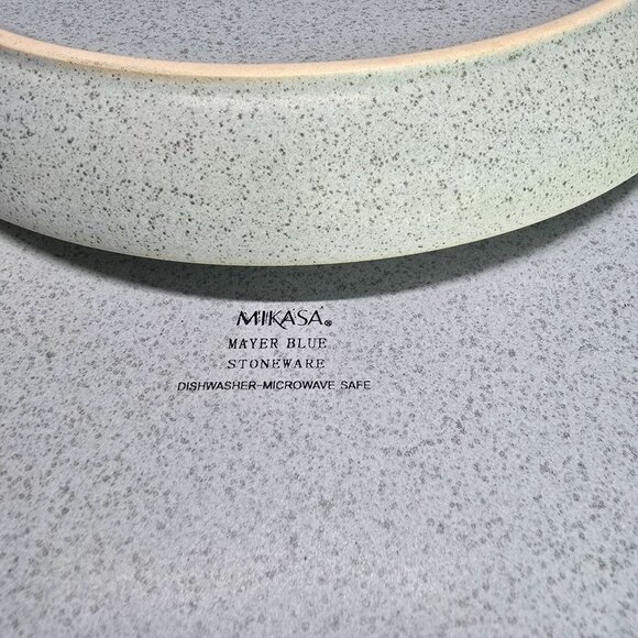 Vtg Style Mikasa Mayer Blue Speckle Salad Plates Stoneware 8.25" DIA Set of 4 - Picture 6 of 10